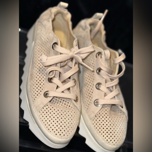 Softwaves Cream Platform Sneakers with Breathable Knit Upper - Picture 16 of 16